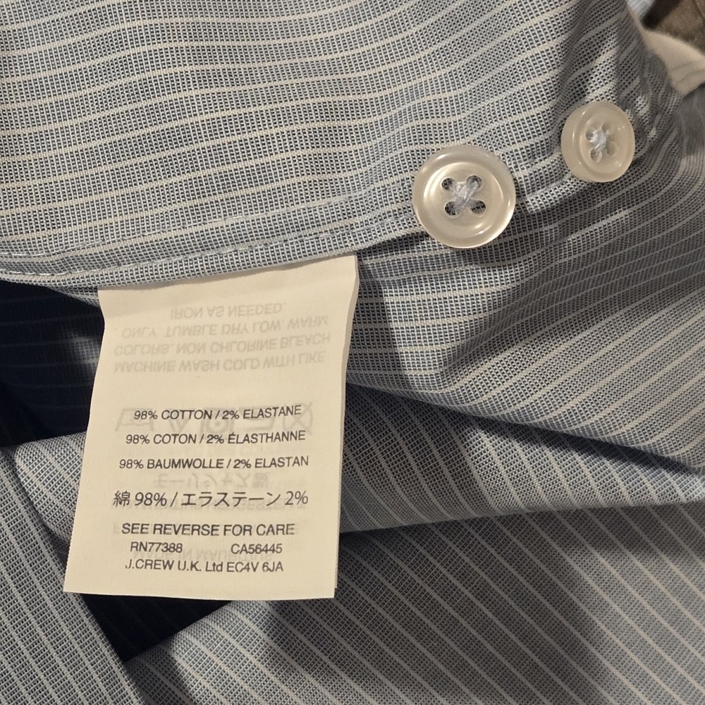 J. Crew Ludlow Dress Shirt Mens 16 Slim Fit Blue White Stripe Button Down NWT - Picture 5 of 6